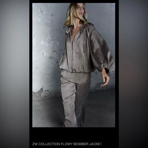 Zara ZW Collection Bomber Jacket | Light Gray | M | Gorgeous | NWT - Picture 6 of 11